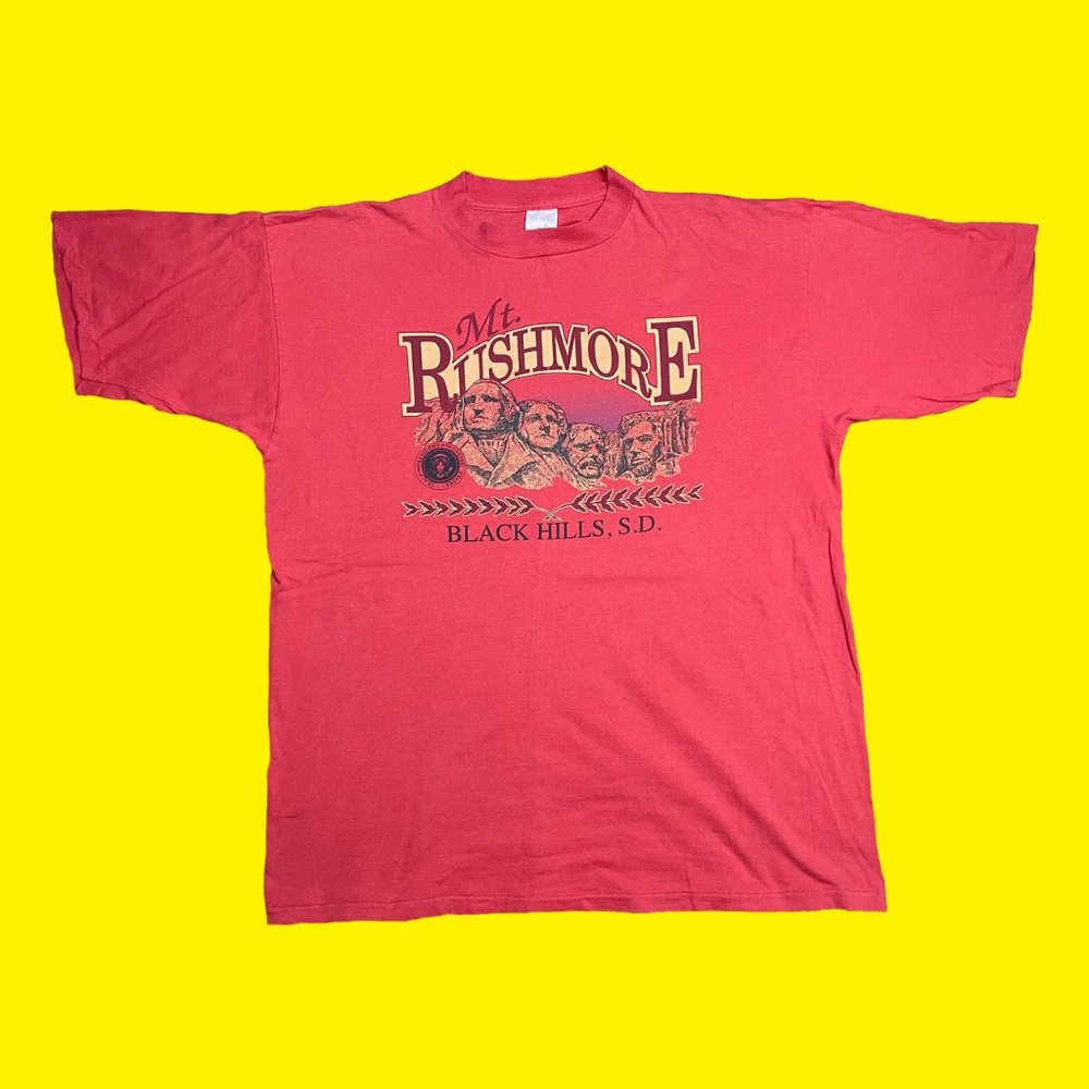 90s Mt. Rushmore Black Hills South Dakota Vintage Single Stitch Red T-Shirt
